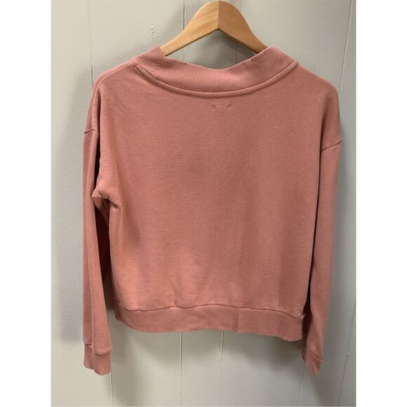 Aerie Women Pink Distressed Crewneck Boxy Sweatshirt Small - Picture 2 of 7